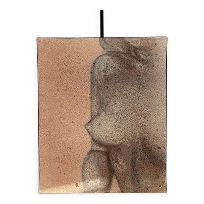 Tableau Peinture Huile Toile Femme Nue Sein Contemporain