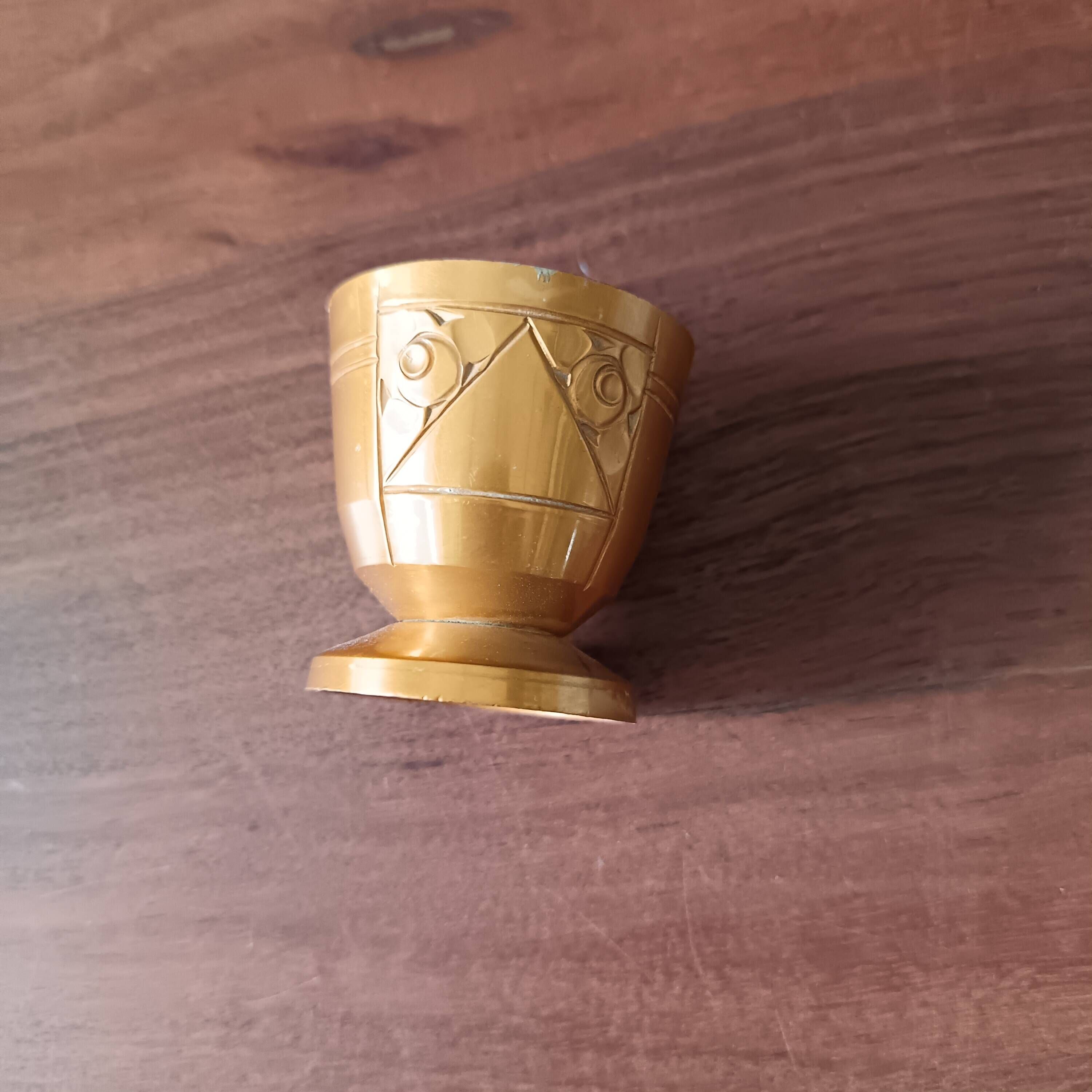 5 vintage egg cups aluminum art deco france