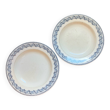 2 assiettes en Terre de Fer Salins bleues