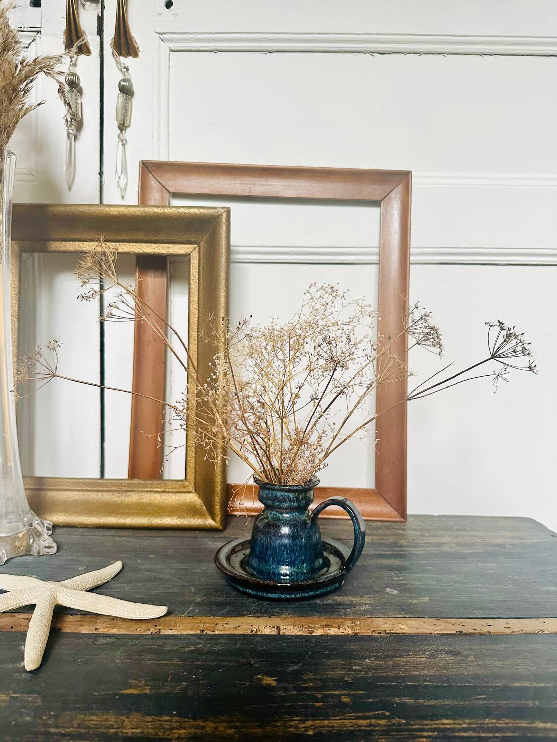 Enameled stoneware candle holder