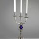 White Brass & Cobalt Blue Art Glass Candelabra by Gunnar Ander for Ystad-Metall — Sweden, 1960s