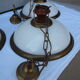 Suspension in white opaline, its edge in aged brass