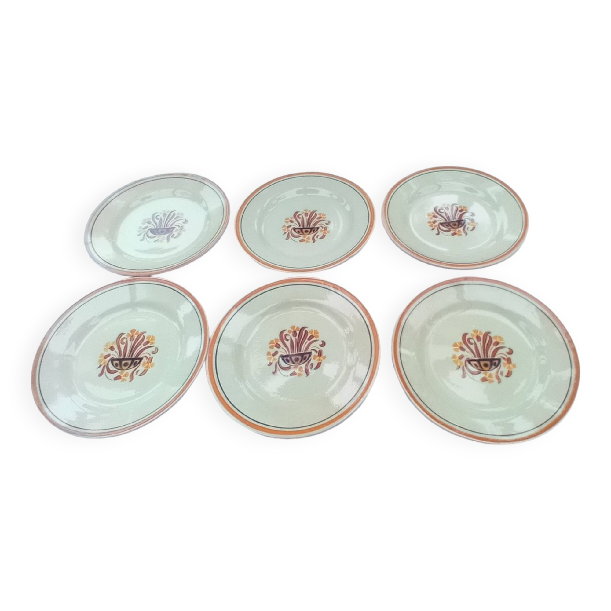 6 Creil Montereau dessert plates