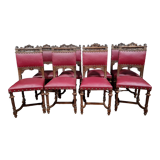 Series of 8 Renaissance walnut chairs circa 1850