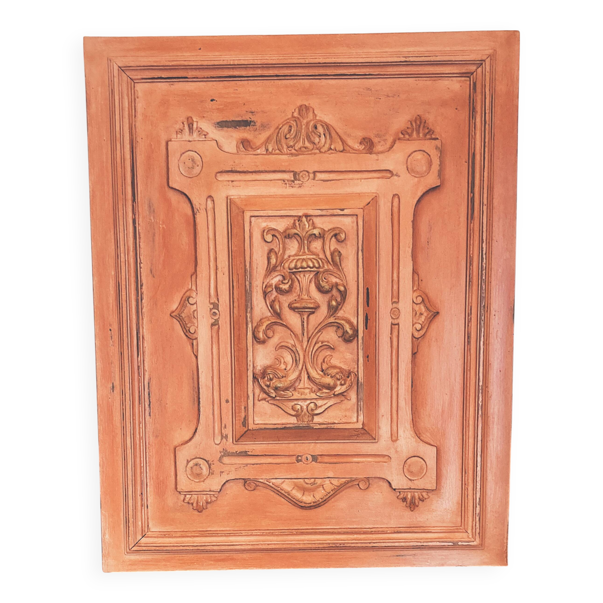 Decorative Hand-Painted Old Wooden Door Panel, Unique Piece