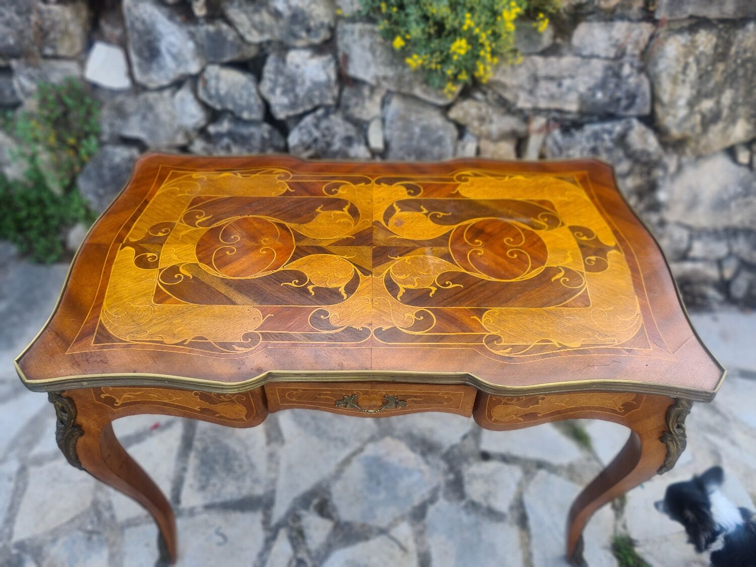 Louis XV style flat desk in marquetry