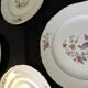 Service of 6 flat plates, semi-glazed ceramics, vintage