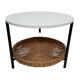 Modèle compact de table basse vintage avec panier de magazine