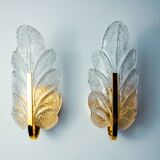 Pair of "leaf" wall lights by Carl Fagerlund, Murano glass, Germany, 1970