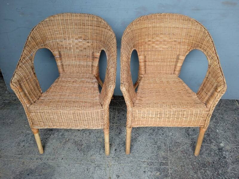 Paire de fauteuils rotin vintage