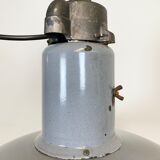 Midcentury grey enamel industrial ceiling lamp, 1950s