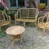 Lounge in rattan and bamboo