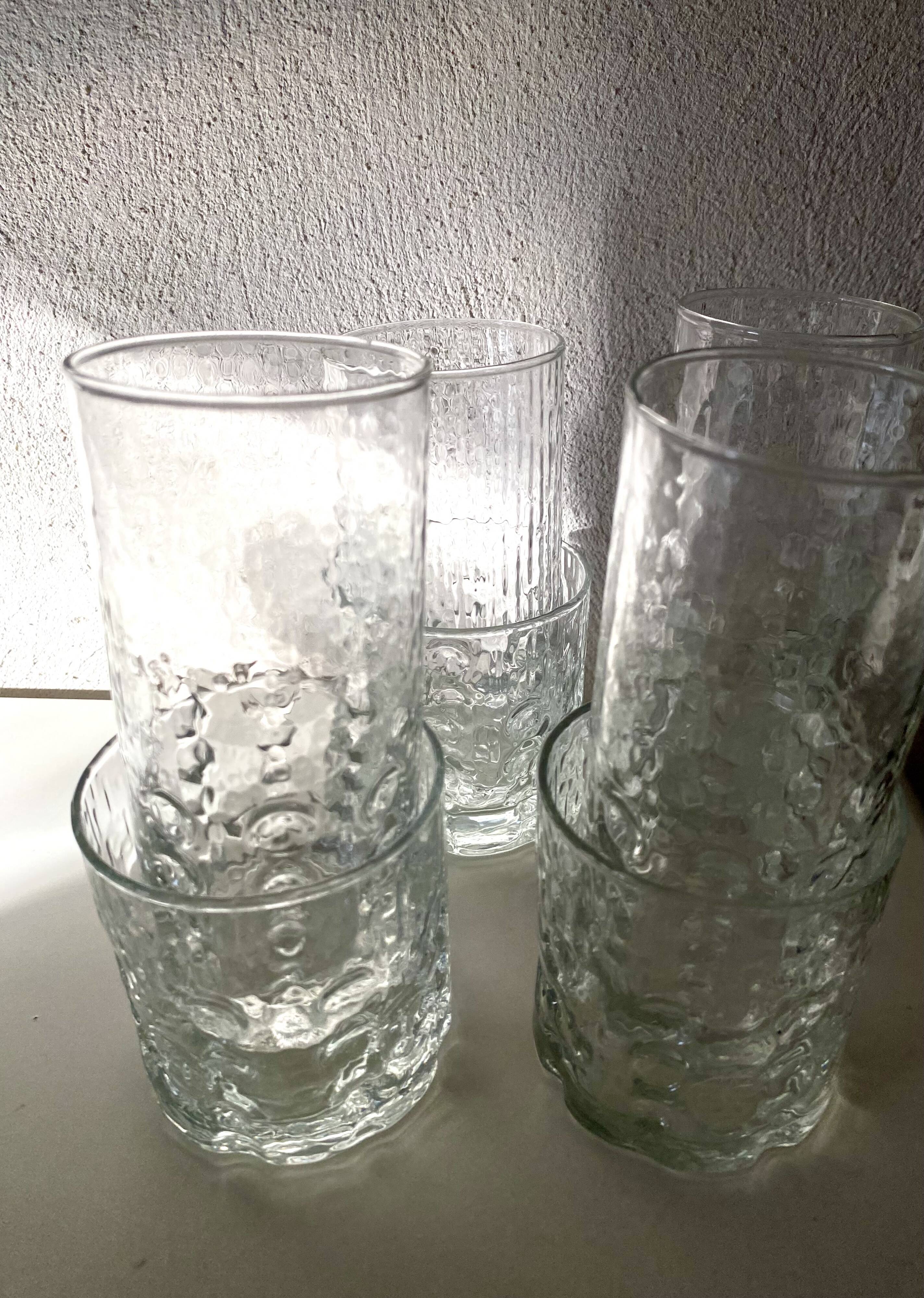 Set verres reliefs BP années 70