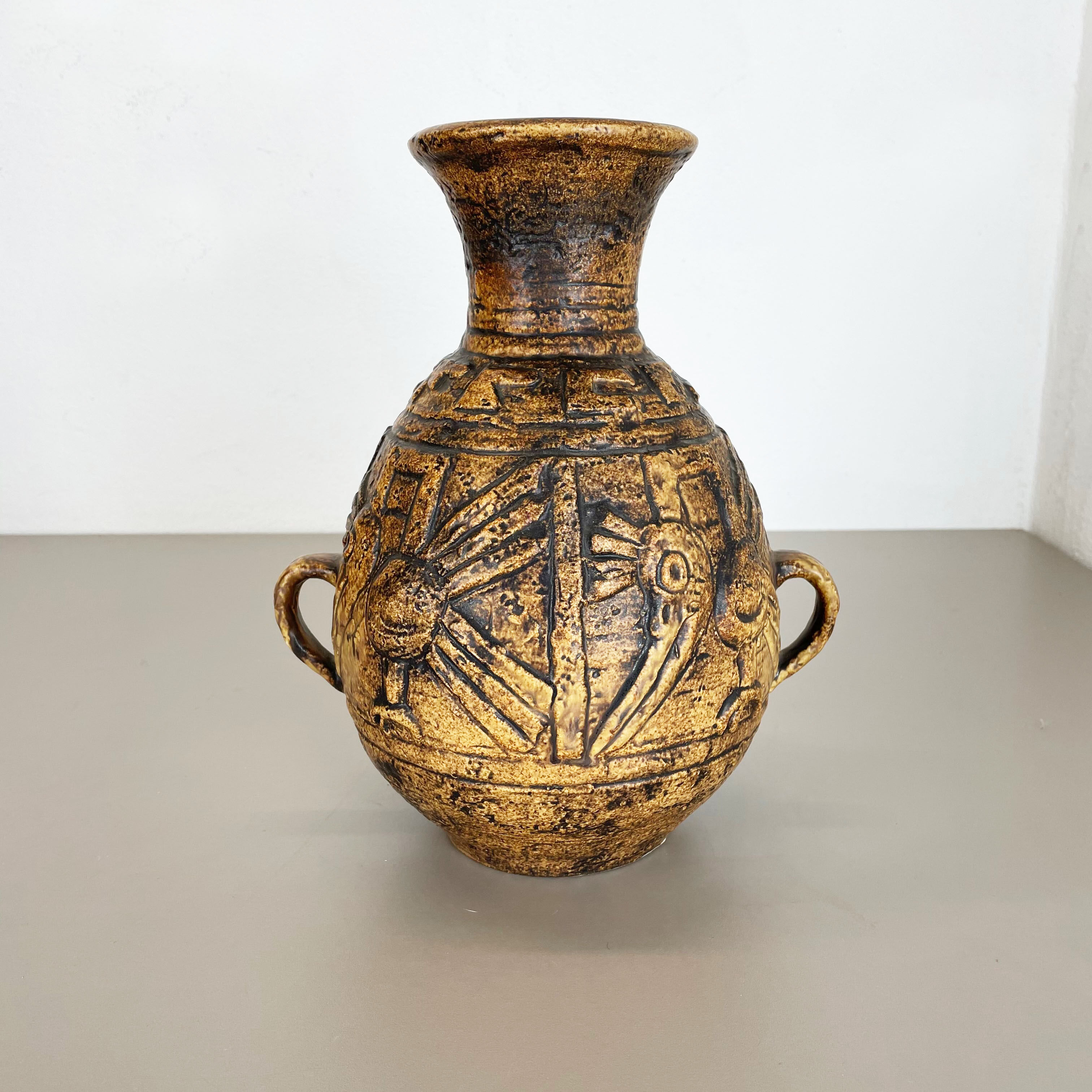 Fat lava pottery "maya tiki" vase by jasba ceramics, germany, 1970s