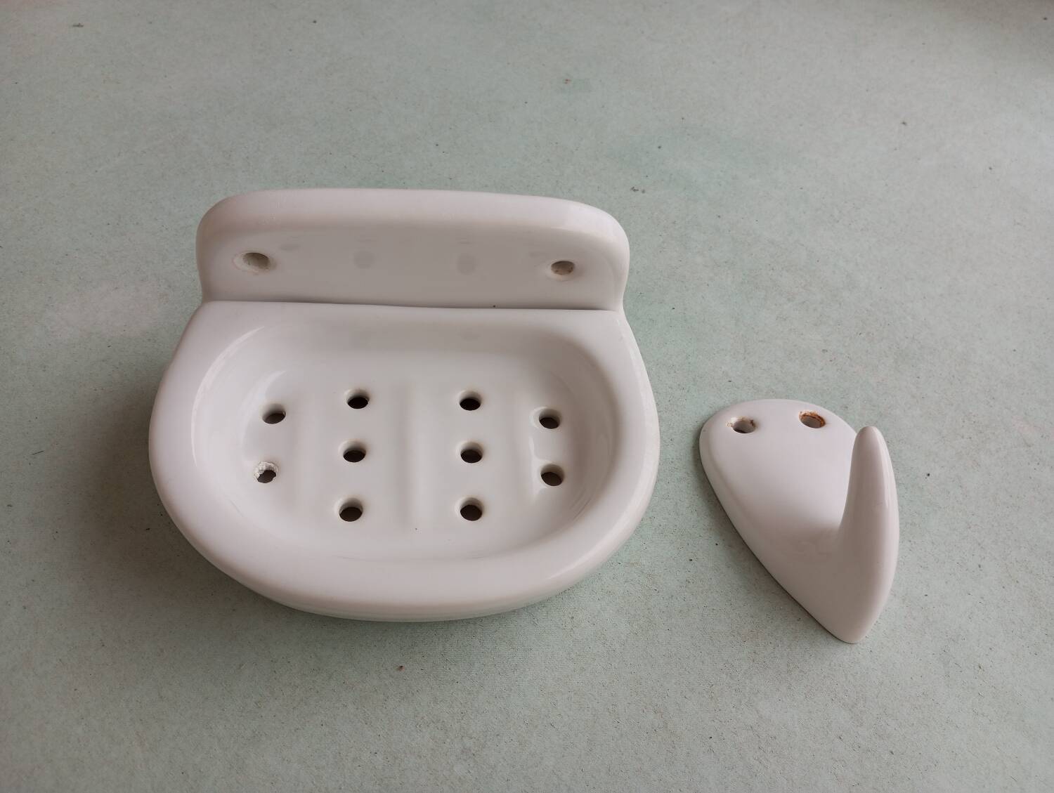 Ceramic soap dish and coat hook