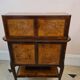 Marquetry stepped desk with La Fontaine's fables, 19th century.