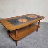 Coffee table 60s-70s scandinavian style tiles vallauris