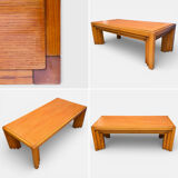 Vintage coffee table in solid elm from the 1970s.