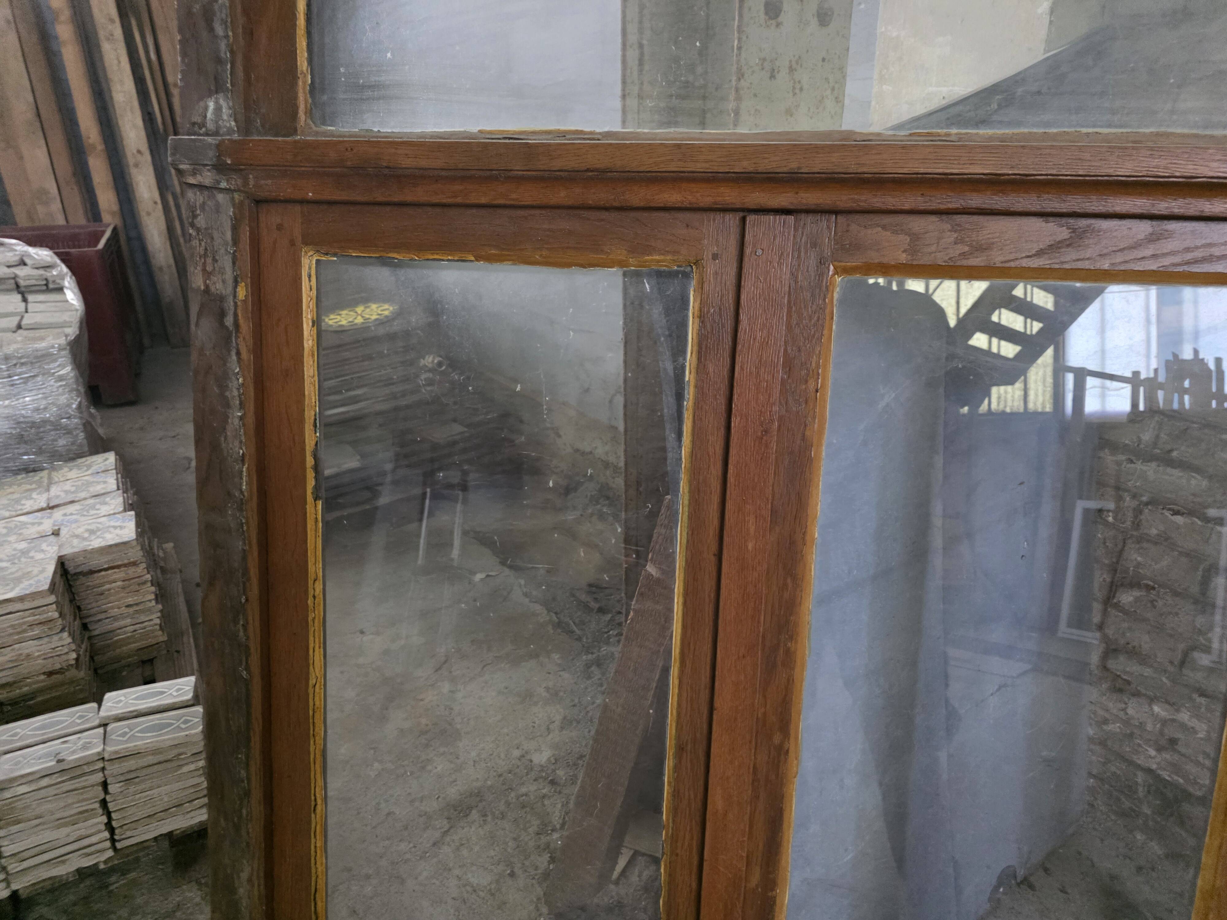 4 old solid oak windows from the early 20th century