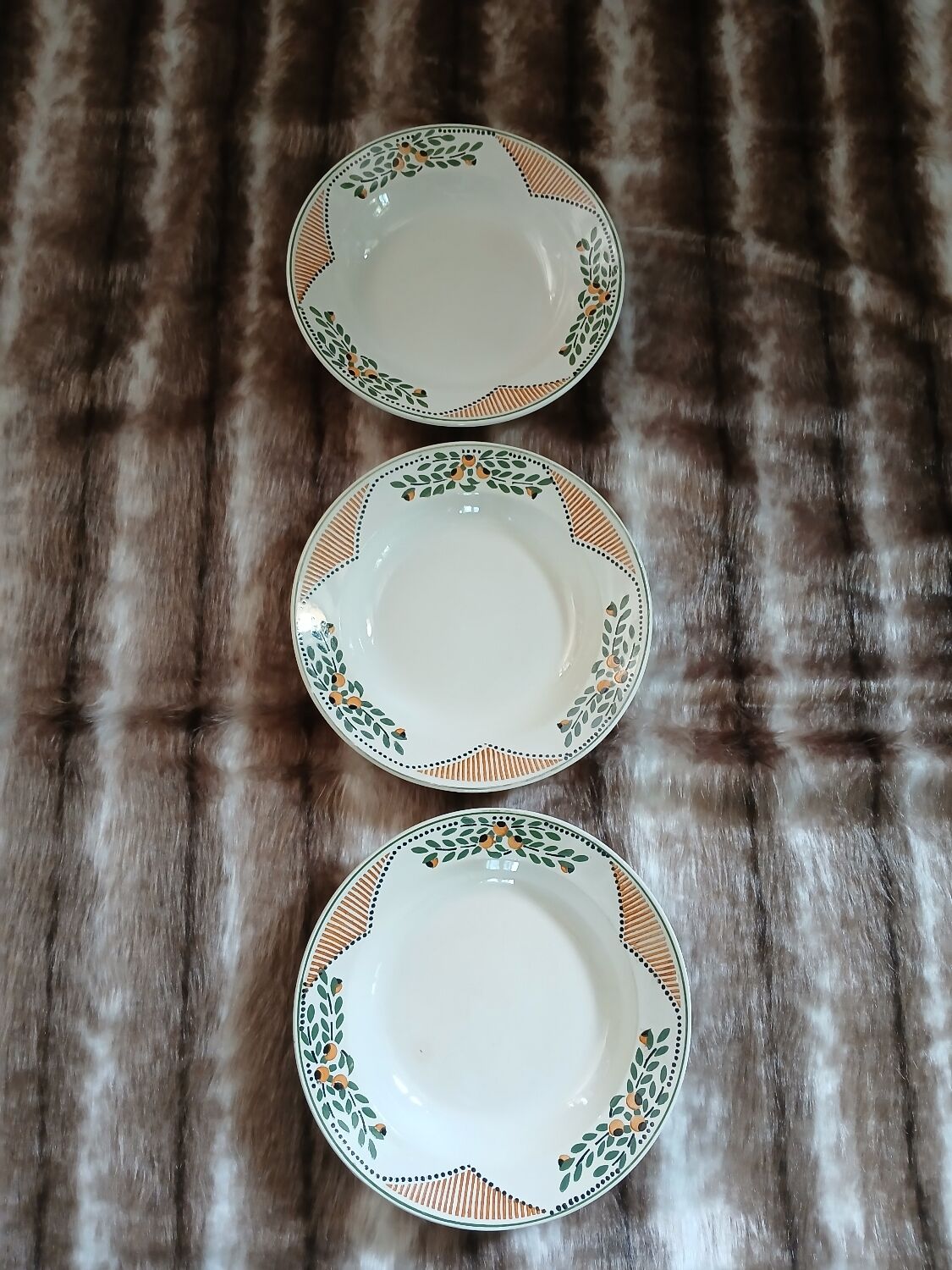 3 antique Longwy deep plates