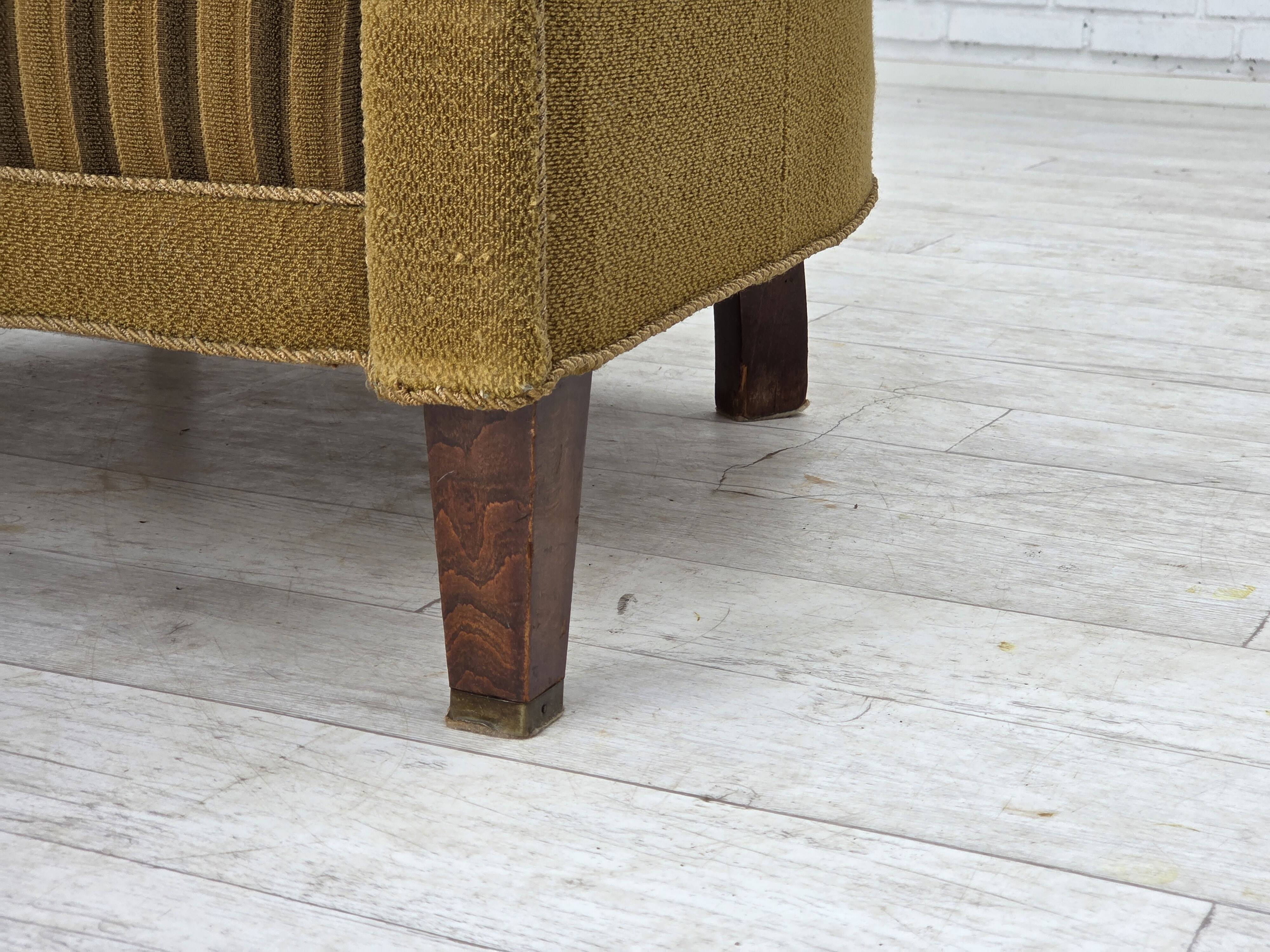 1950s, Danish relax chair, green furniture wool, ash wood.