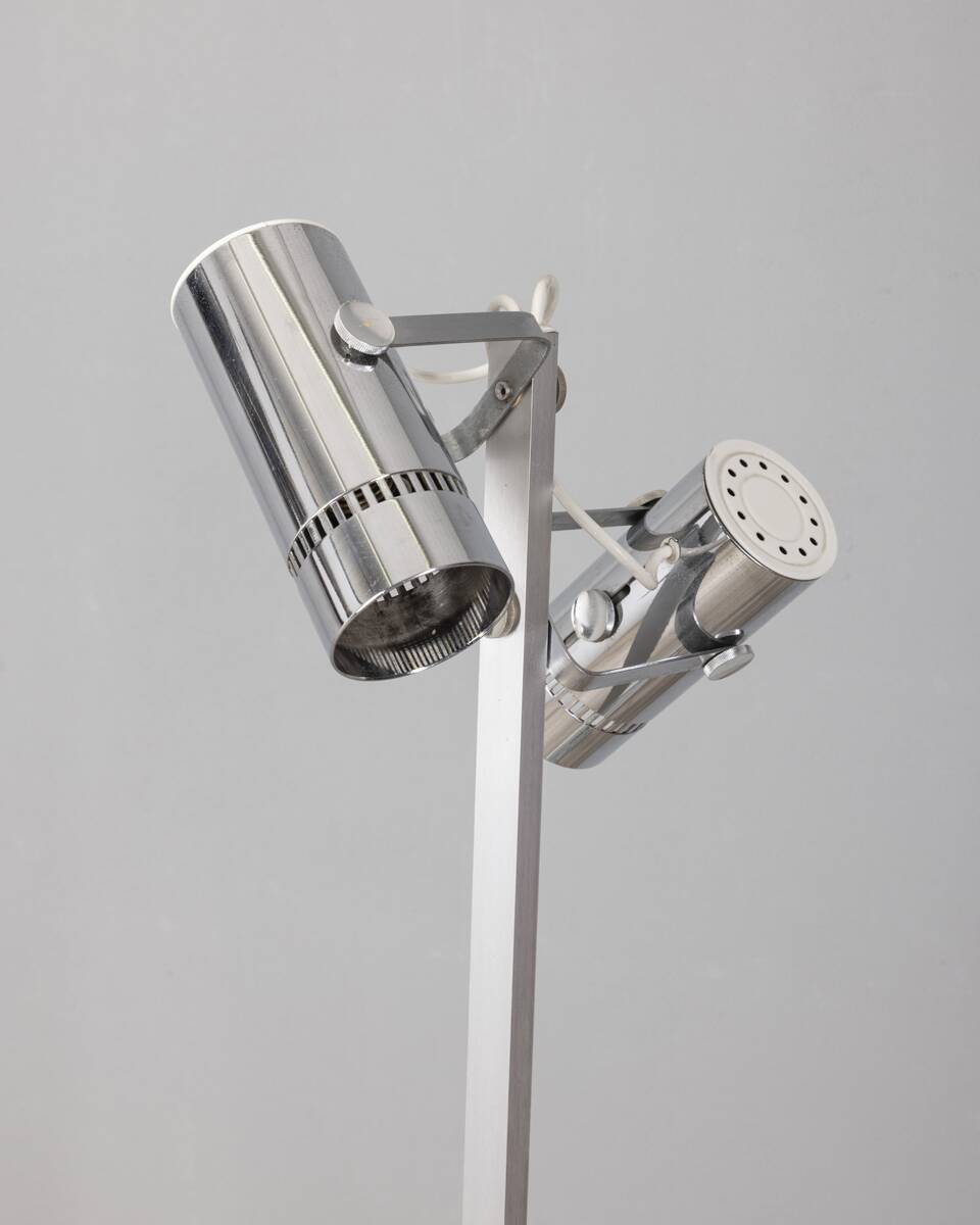 Vintage 70s metal floor lamp with two lights Italian design