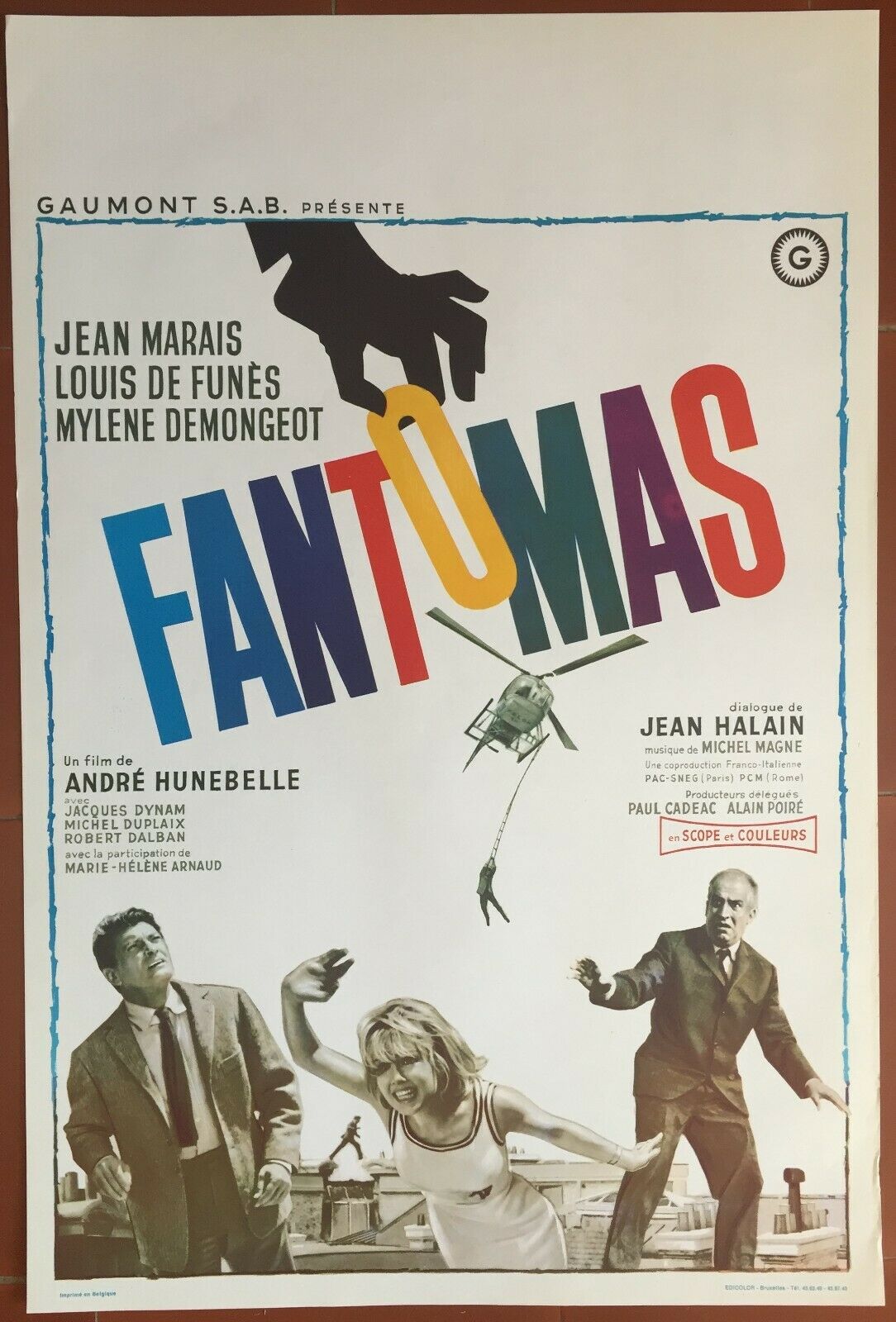 Original movie poster "Fantomas" Louis de Funes 37x55cm 1964
