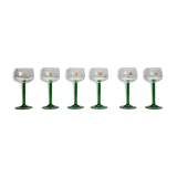 Luminarc france green stemmed liqueur/wine glasses, vintage, 1970s, set of 6