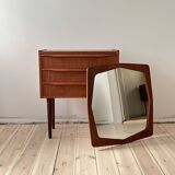 Danish vintage set of chest of drawers and mirror, teak, 1960s