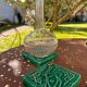 Vintage Emerald Green Ceramic Bottle Holder - Deer & Gold Decor