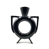 Vase organique moderne en céramique noire, Italie années 1980