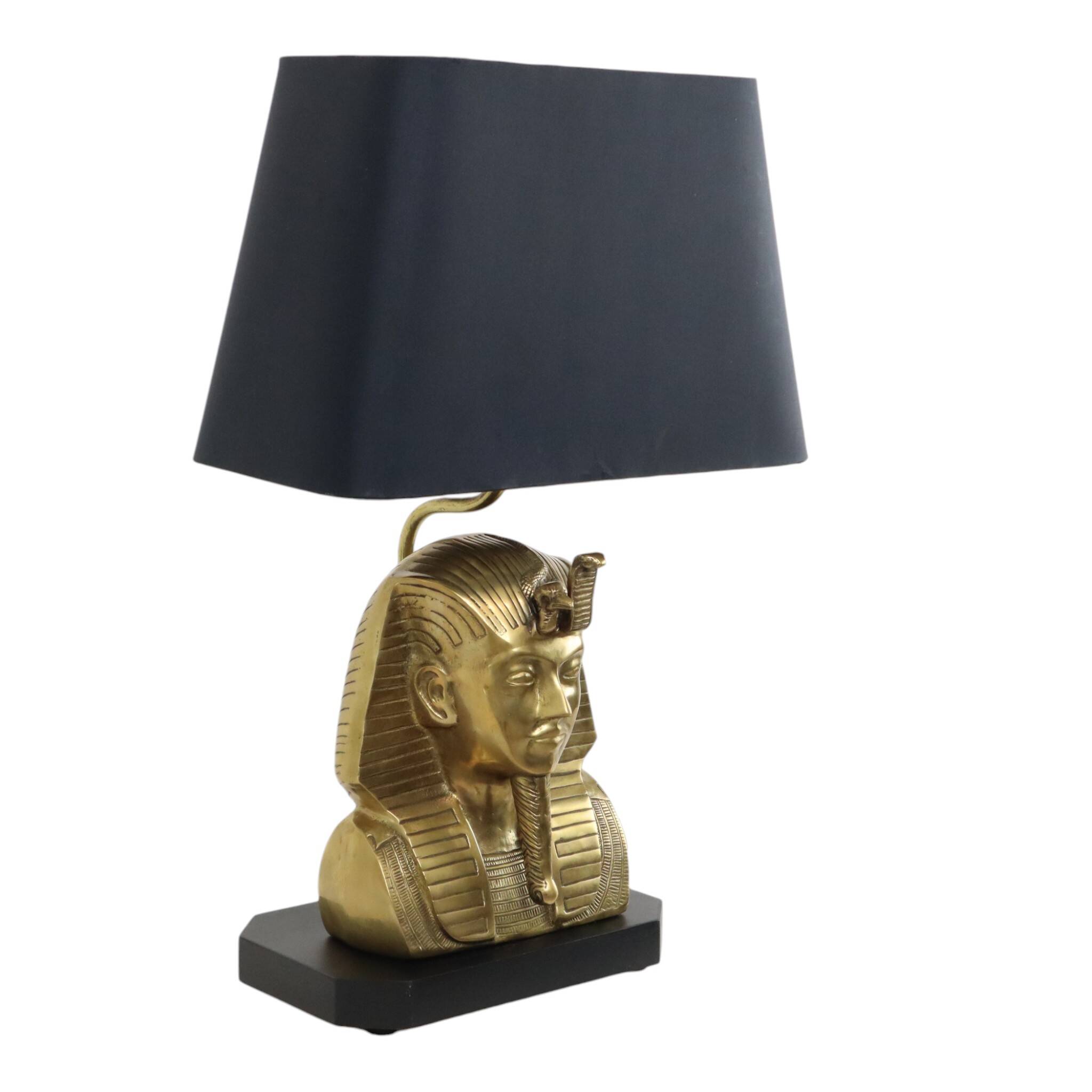 Vintage Brass Pharaoh Table Lamp Hollywood Regency 56cm