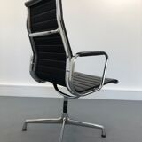 Black leather Ea-109 armchair by Charles Eames for Vitra