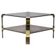 Hollywood Regency coffee table in smoked glass – Modular brass construction
