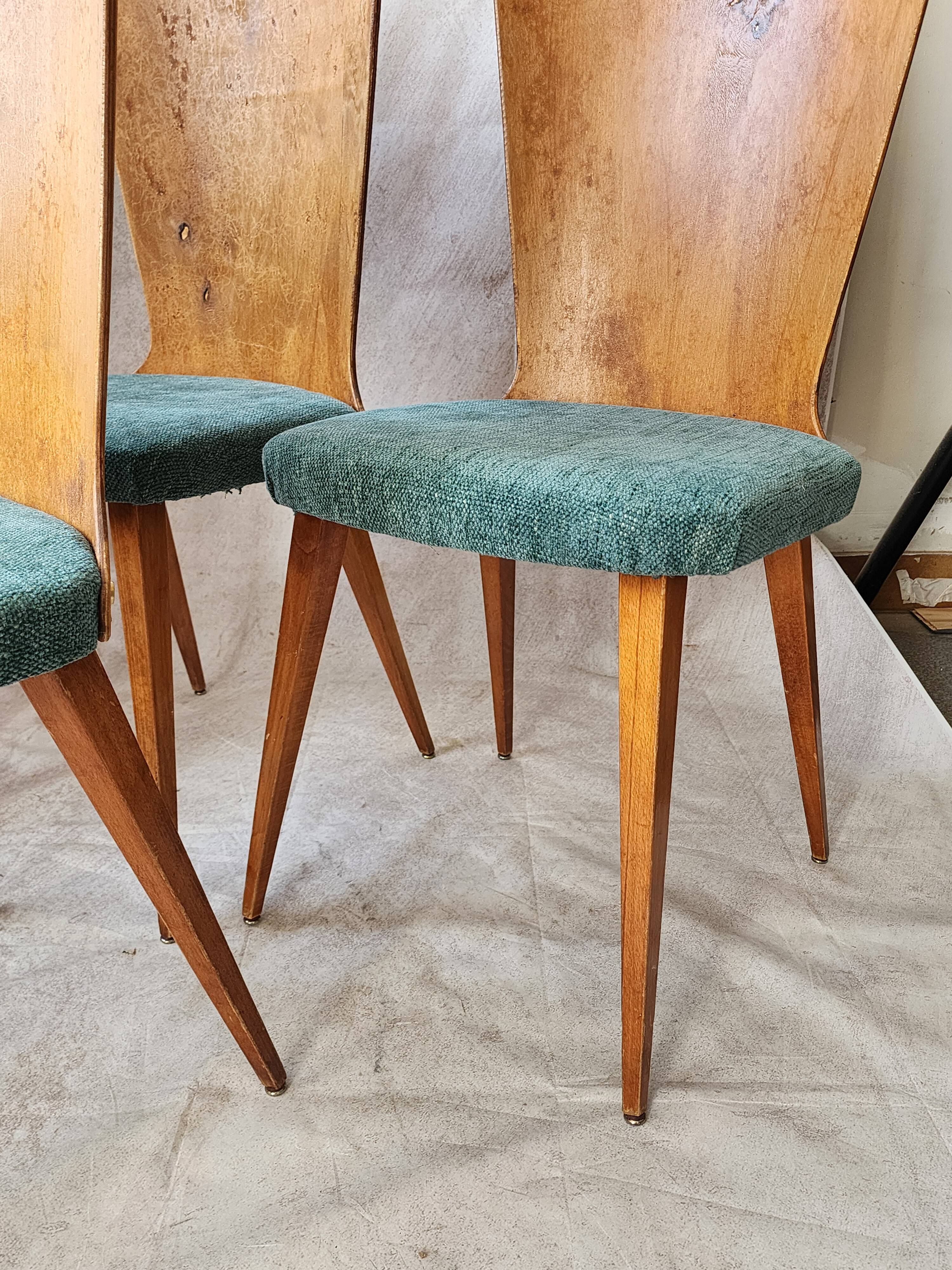 4 chaises vintage style Baumann bois et tissu