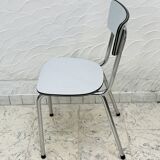 Set of 4 vintage grey chrome Formica kitchen chairs.