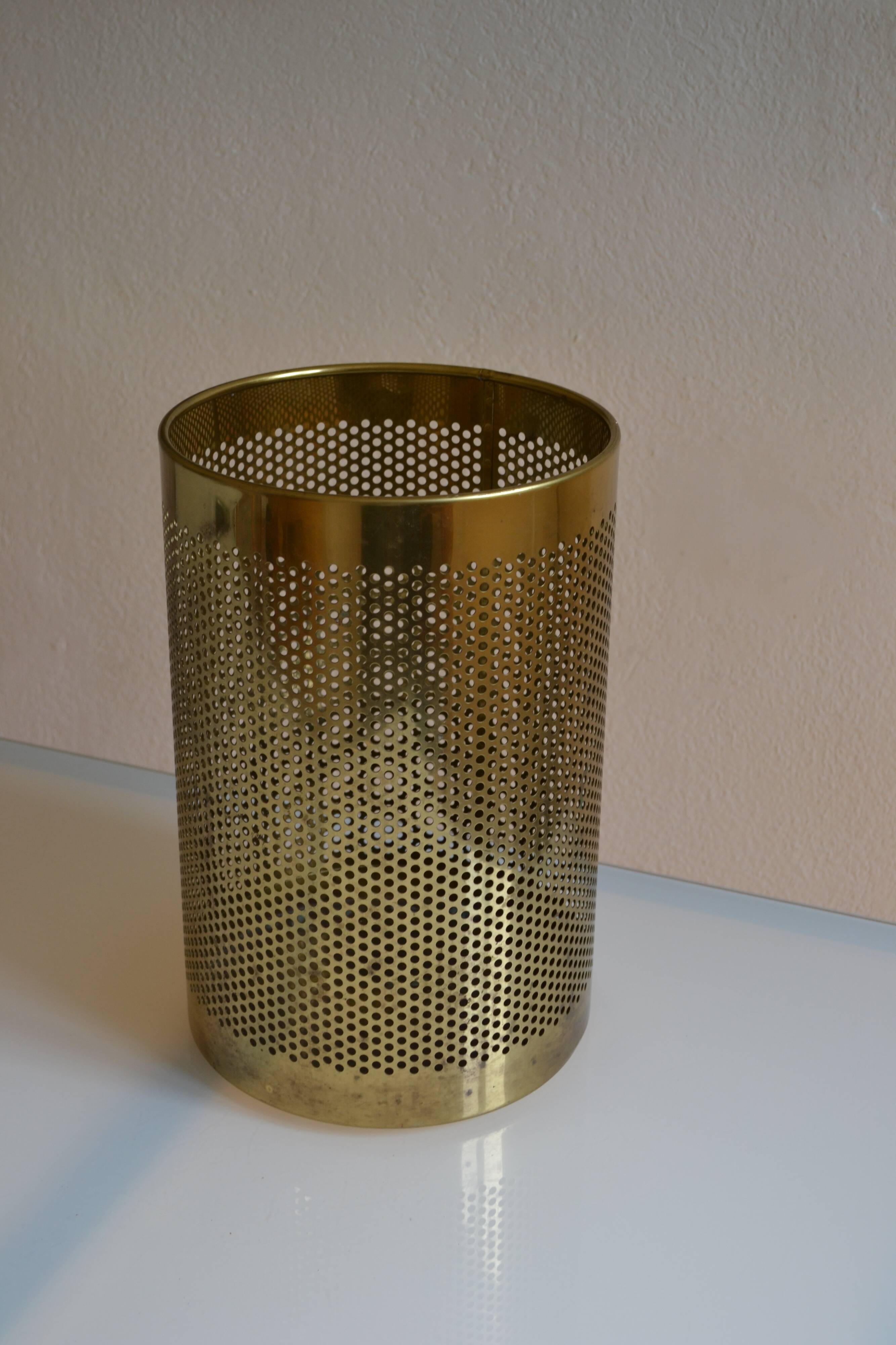 Postmodernist perforated brass wastepaper basket 1980 Memphis