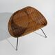 Rattan magazine rack with metal legs, 1950s