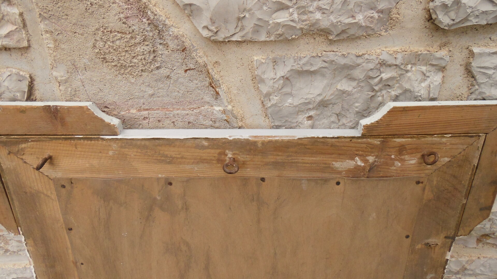 Miroir en bois patine blanc et gris Shabby chic 66x83cm
