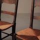 Set of 6 Arts & Crafts chairs, solid wood and straw, circa 1900.