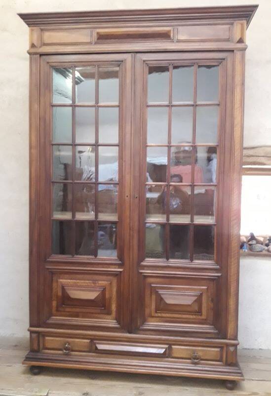 Walnut display cabinet 19th century H234cm