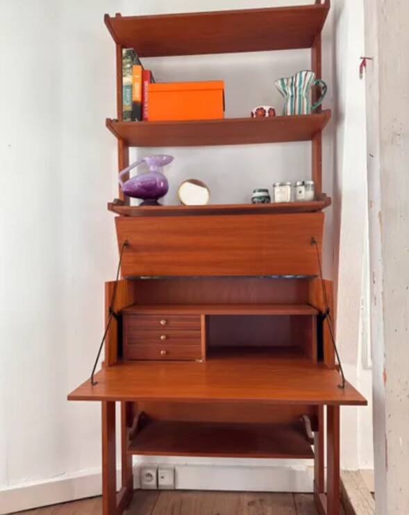 Vintage teak shelf/secretary