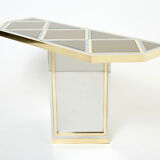 Console chrome laiton verre opalin noir de romeo rega 1970