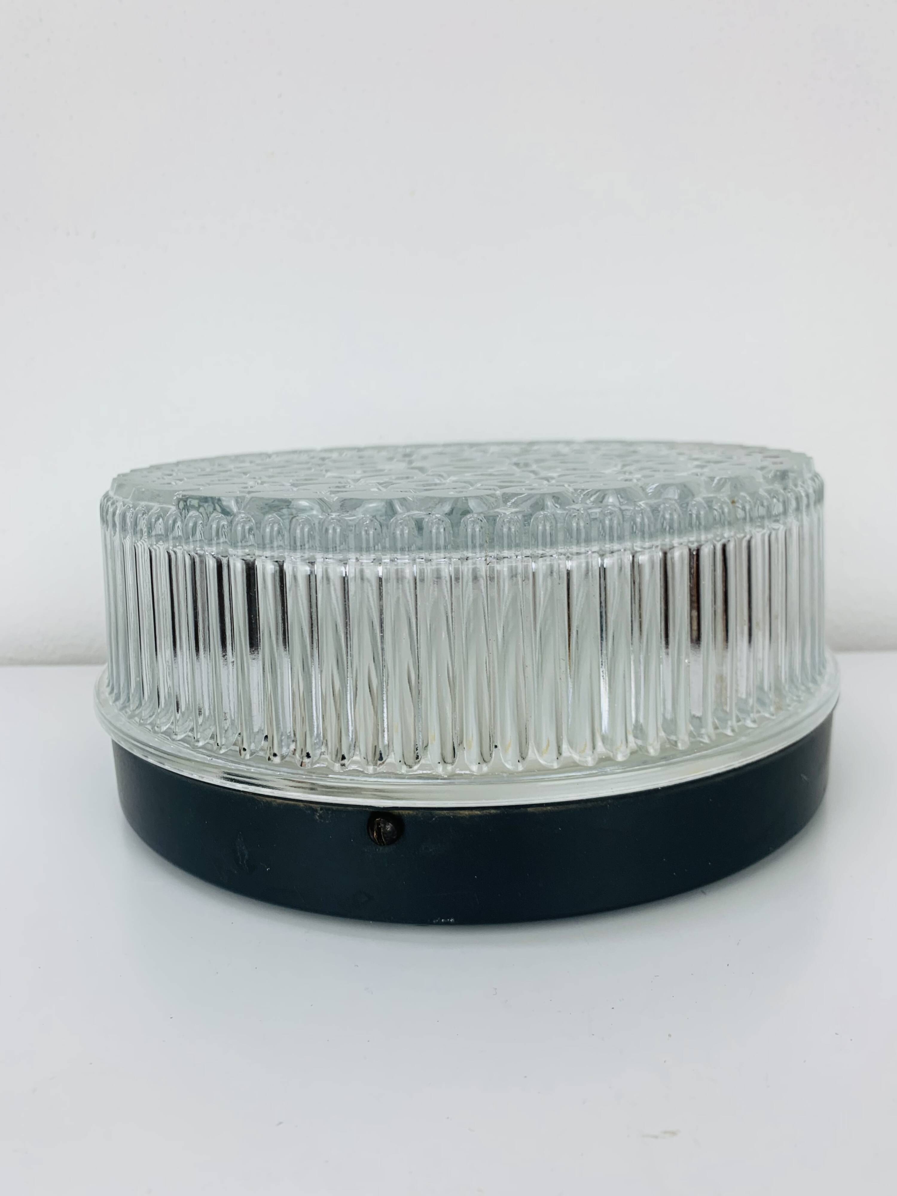 Round molded glass wall light from the 50s, ceiling light