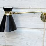 Adjustable stem wall lamp with ball head, diabolo lampshade