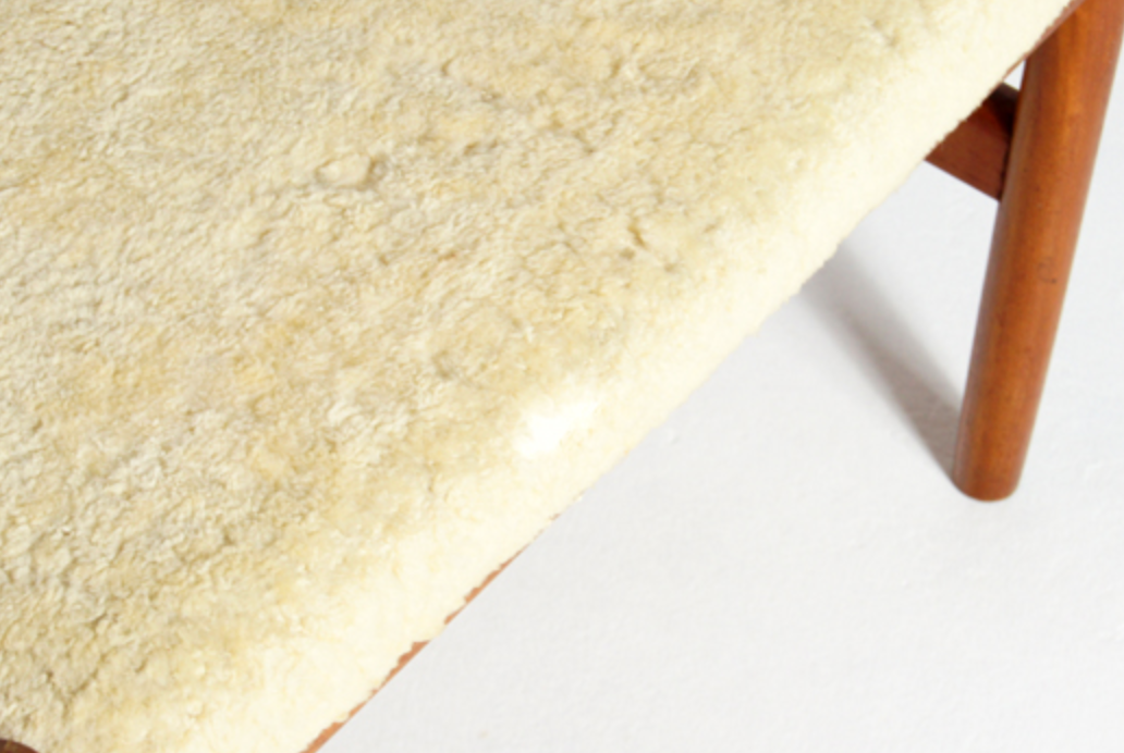 Tabouret en teck laine style danois retro années 60