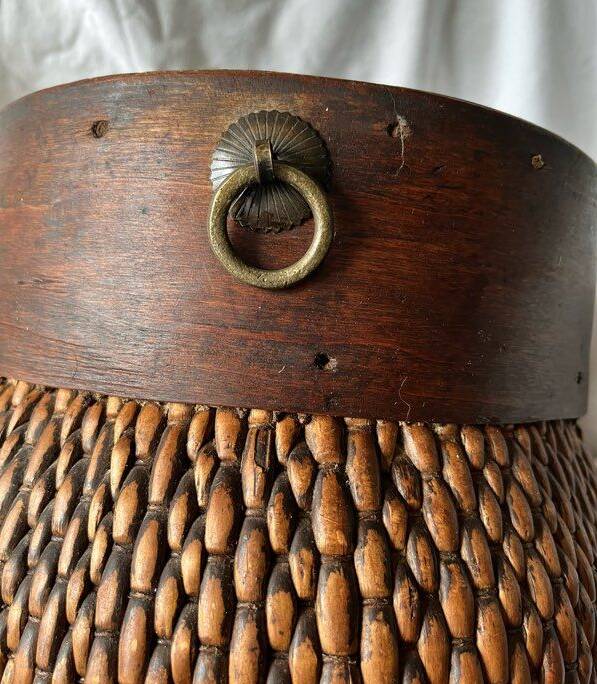 Early 20th century Chinese grain basket made of woven willow