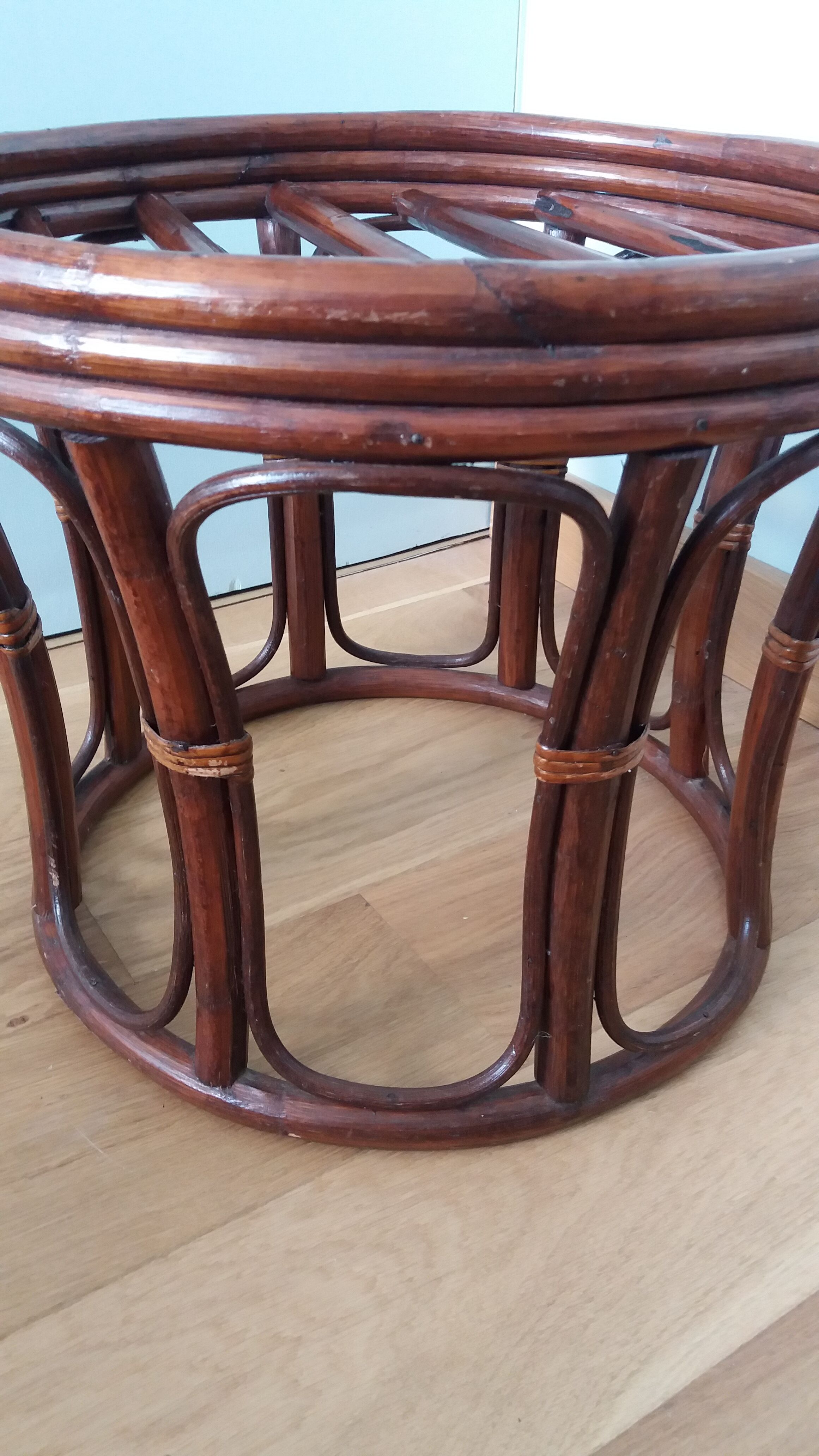 Rattan wicker pouffe stool