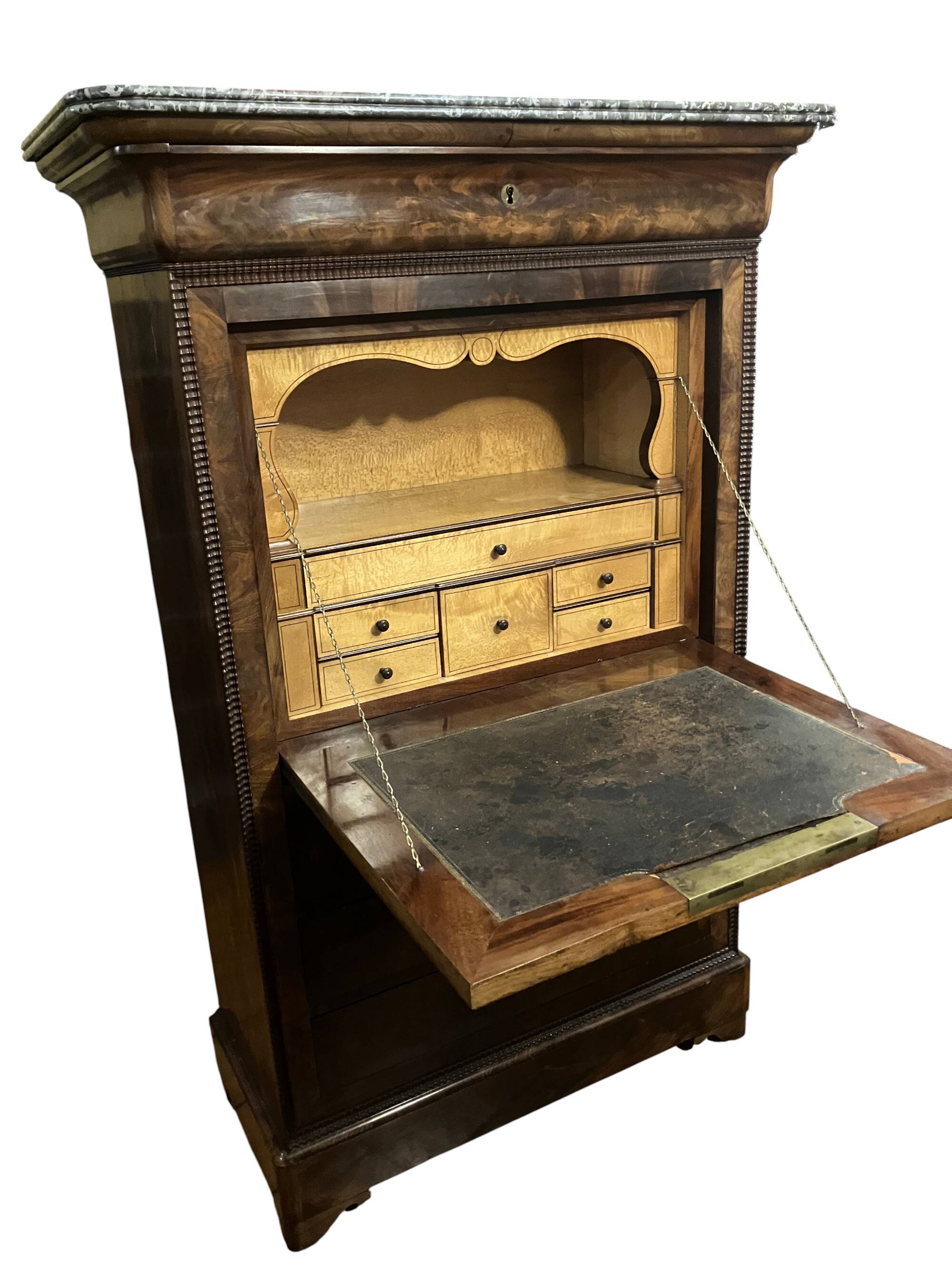 19th Century Secretary in Mahogany and Lemonwood