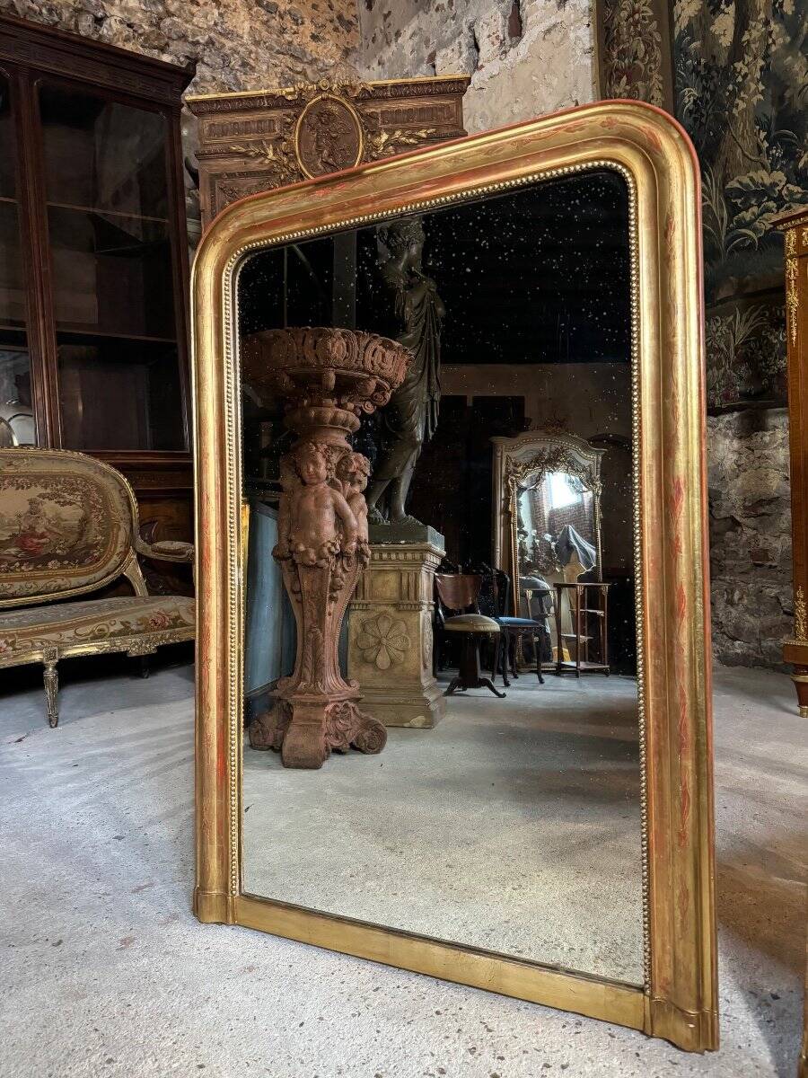 Pair of Louis Philippe period mirrors in gilded wood 1.30m x 89cm
